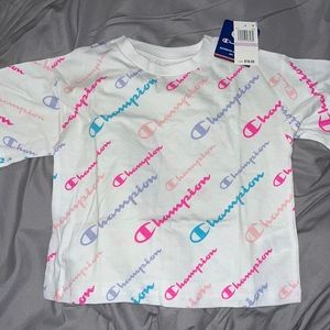 Girls champion crop top multi colored tee. Size 6.